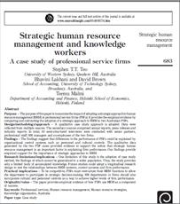 مقاله ترجمه شده با عنوان مدیریت استراتژیک منابع انسانی و کارکنان دانشی یک طرح مطالعاتی از شرکت